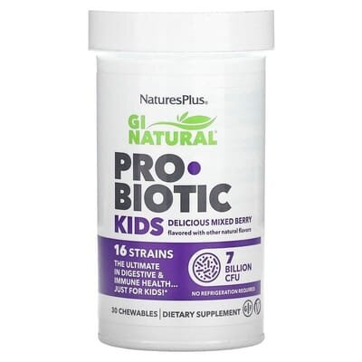 Пробіотики для дітей Nature's Plus Gi Natural Probiotic Kids, 30 жувальних таблеток