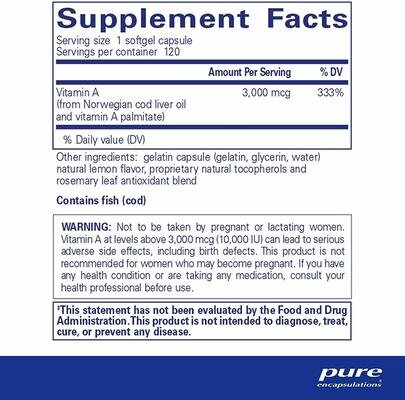 Вітамін A Pure Encapsulations Vitamin A 10000 IU, 120 капсул