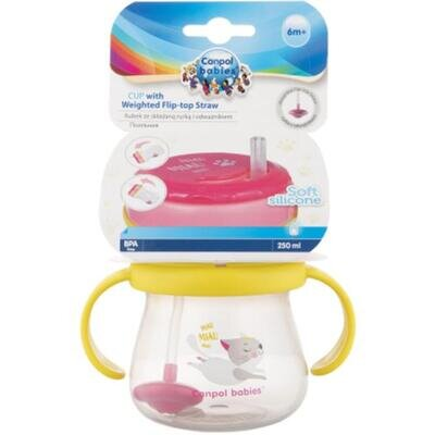 Поїльник Canpol babies 56/520 зі складаною силіконовою трубочкою і обтяжувачем, 250 мл