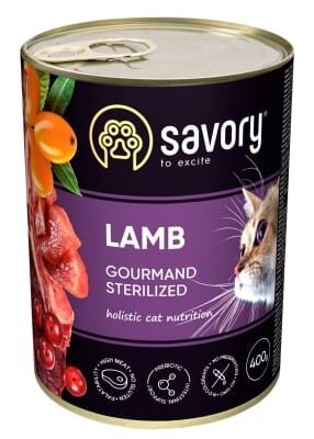 Корм вологий для стерилізованих котів Savory 30730 з ягням, 400 г