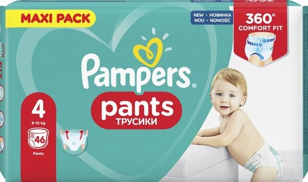 Підгузки-трусики Pampers Pants дитячі розмір 4, 9-15 кг, 46 шт