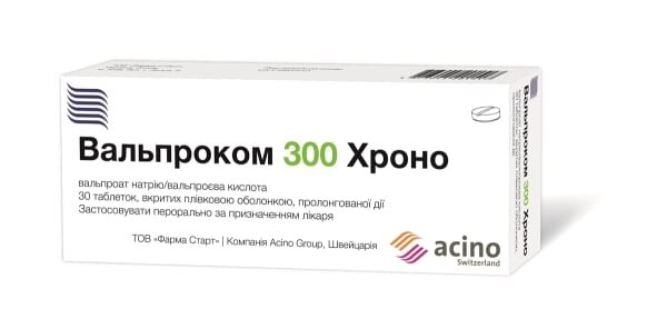 Вальпроком 300 хроно таблетки, в/плів. обол., прол./д. №30 (10х3)