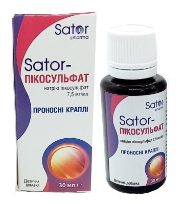 Sator-Пікосульфат краплі по 30 мл у флак.