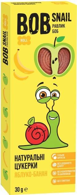 Цукерки Bob Snail Roll натуральні яблучно-бананові, 30 г