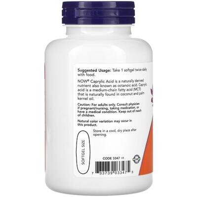 Каприлова кислота NOW Caprylic Acid 600 мг м'які капсули №100