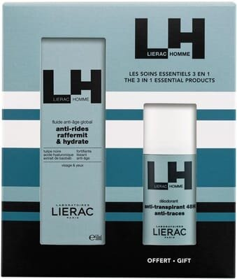 Набір Lierac Homme для чоловіків (антивіковий флюїд 50 мл + кульковий дезодорант 50 мл)