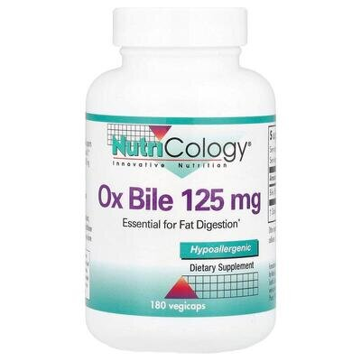 Екстракт бичачої жовчі Nutricology Ox Bile 125 мг, 180 рослинних капсул