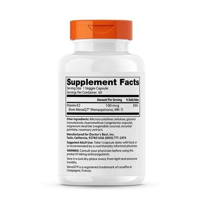 Вітамін К2 МК-7 Doctor's Best МК-7 Vitamin K2, 60 капсул