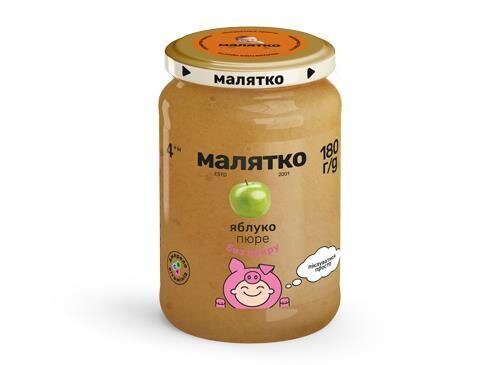 Пюре фруктове Малятко Яблучне, без цукру, 180 г
