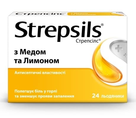 Стрепсілс з медом та лимоном льодяники №24 (12х2)