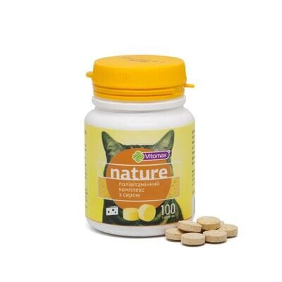 Полівітамінний комплекс Vitomax Nature для котів з сиром, 100 таблеток
