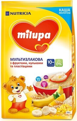 Каша молочна Milupa мультизлакова з фруктами, кульками та пластівцями для дітей з 10 місяців, 210 г