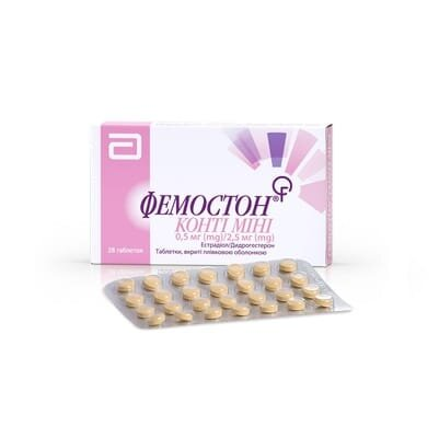 Фемостон конті міні таблетки, в/плів. обол. по 0.5 мг/2.5 мг №28