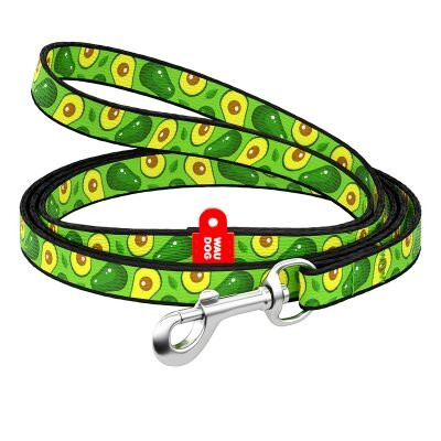 Повідець Collar WAUDOG Nylon малюнок Авокадо, ширина 10 мм довжина 122 см