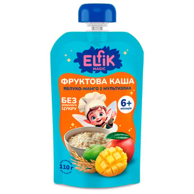 Каша фруктова Elfik Magic Яблуко-манго і Мультизлак, 110 г