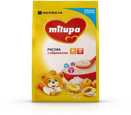 Каша молочна Milupa рисова з абрикосом для дітей з 5 місяців, 210 г