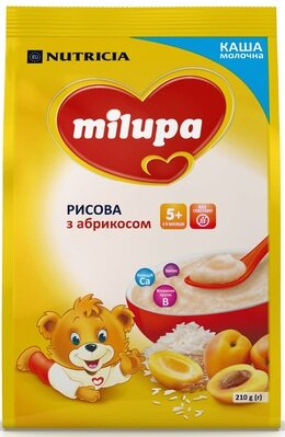Каша молочна Milupa рисова з абрикосом для дітей з 5 місяців, 210 г