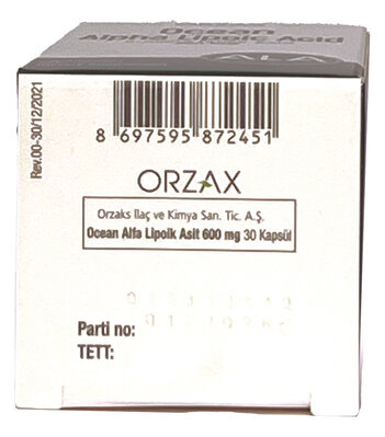 Альфа-ліпоєва кислота Orzax Ocean Alpha Lipoic Acid 600 мг, 30 капсул