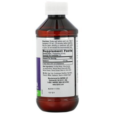 Мелатонін Natrol Liquid Melatonin 2,5 мг ягідний смак, 237 мл