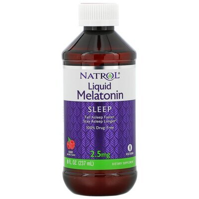 Мелатонін Natrol Liquid Melatonin 2,5 мг ягідний смак, 237 мл