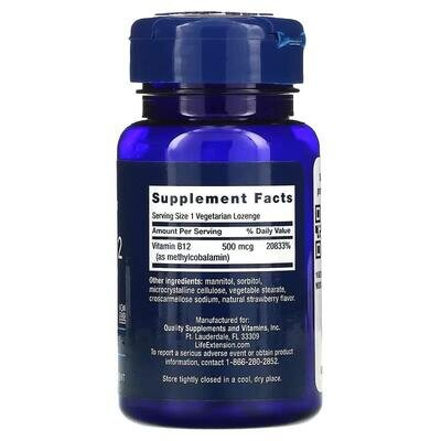 Вітамін В12 Life Extension Vitamin B12 Methylcobalamin пастилки по 500 мкг №100
