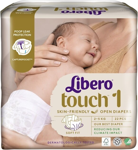 Підгузки Libero Touch розмір 1, 2-5 кг, 22 шт
