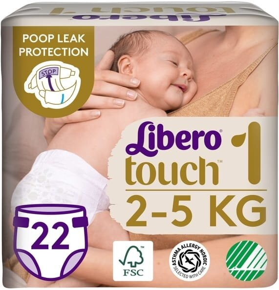 Підгузки Libero Touch розмір 1, 2-5 кг, 22 шт