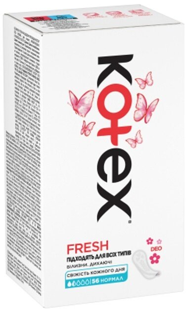 Щоденні гігієнічні прокладки Kotex Fresh Deo нормал, 56 шт