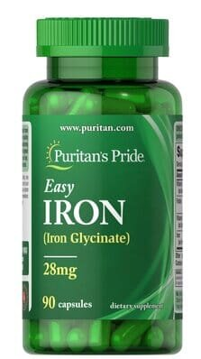 Заліза гліцинат Puritan's Pride Easy Iron 28 мг, 90 капсул
