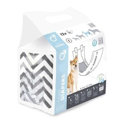Підгузки гігієнічні M-Pets Male Diapers для собак-хлопчиків, розмір L, 40-52 см
