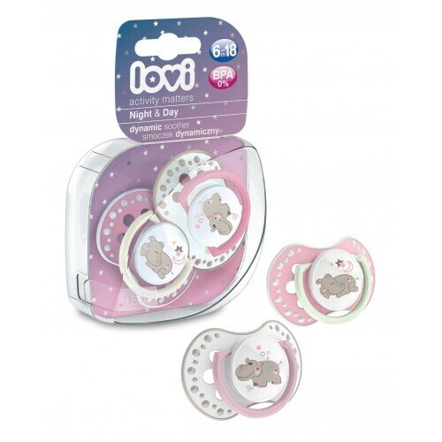 Пустушка силіконова Lovi Night & Day динамічна, 22/811girl, 6-18 місяців, 2 шт