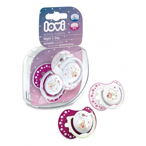 Пустушка силіконова Lovi Night & Day динамічна, 22/811girl, 6-18 місяців, 2 шт