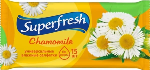 Серветки вологі Superfresh Ромашка, 15 шт