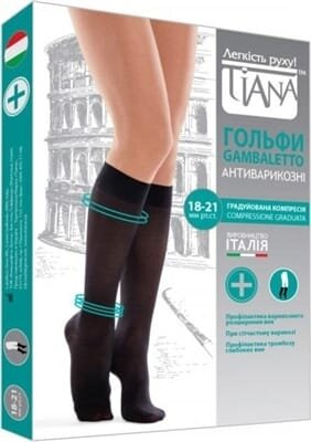 Гольфи компресійні Tiana 851 компресія 18-21 мм рт ст, 140 den, колір чорний, розмір 4
