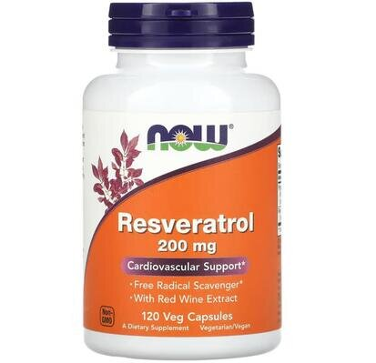 Ресвератрол NOW Resveratrol 200 мг вег. капсули №120