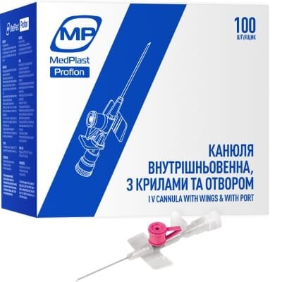 Канюля внутрішньовенна MP MedPlast Proflon 20G (1,1 x 32 мм) рожева, 1 штука