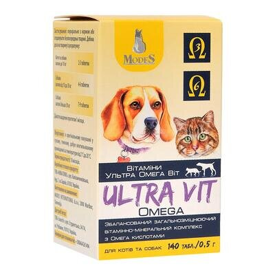 Вітамінно-мінеральний комплекс ModeS Ultra Vit Omega для собак та котів, 140 таблеток