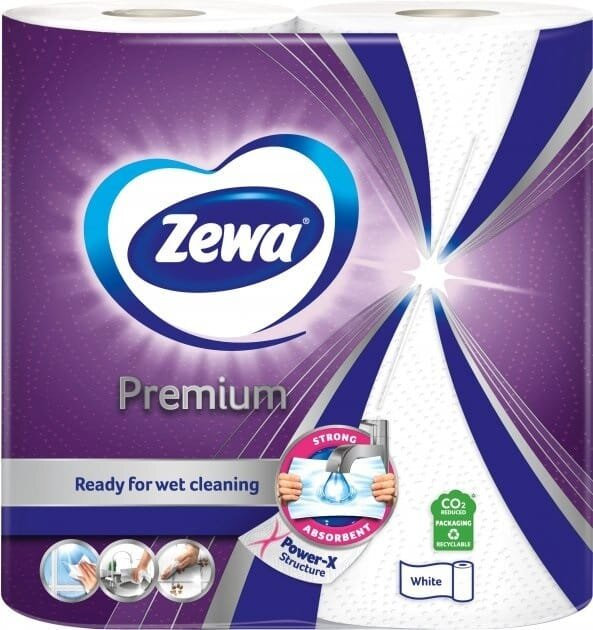Рушник паперовий Zewa Premium 2-шаровий, білий, 2 рулони
