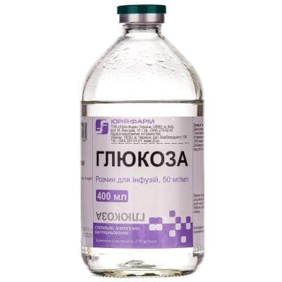 Глюкоза розчин д/інф. 5 % по 400 мл у пляш.