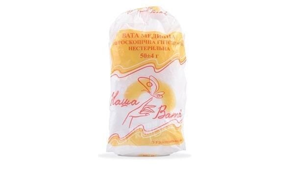 Вата нестерильна Наша Вата медична гігієнічна "Зіг-Заг", 50 г