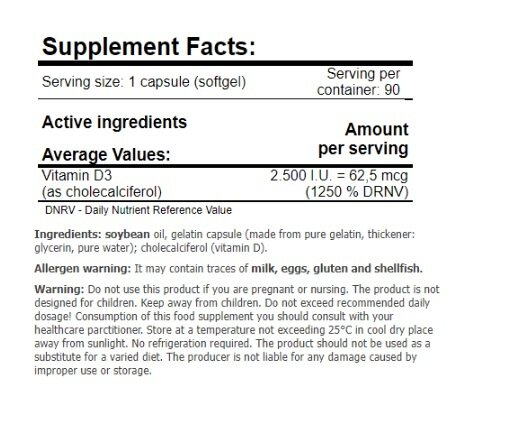 Вітамін Д 25000 МО Amix Nutrition GreenDay Vitamin D 2500 I.U., 90 м'яких капсул