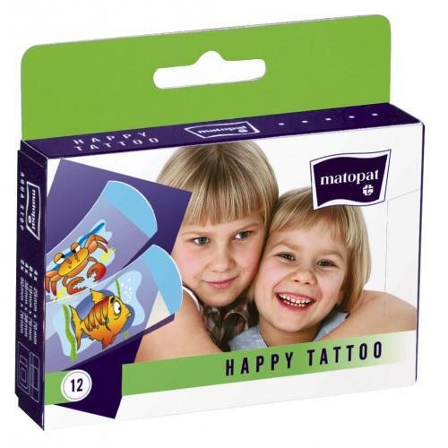 Набір пластирів медичних Mаtораt Happy Tattoo бактерицидних, мікропористих, 12 штук