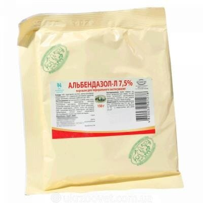 Альбендазол-Л 7,5% (ДЛЯ ТВАРИН) антигельмінтик, порошок, 150 г
