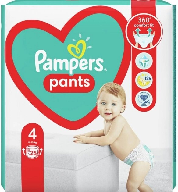 Підгузки-трусики Pampers Pants дитячі розмір 4, 9-15 кг, 25 шт