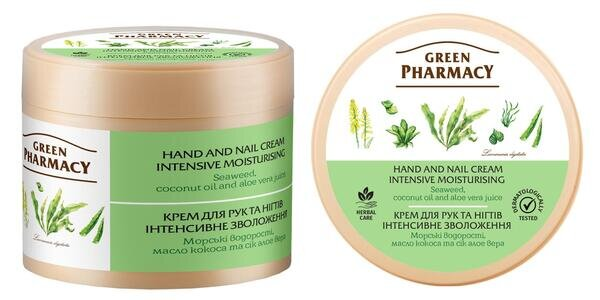 Крем для рук та нігтів Green Pharmacy Інтенсивне зволоження з морськими водоростями, 300 мл