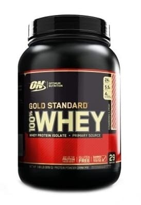 Протеїн Optimum Nutrition Gold Standard 100% Whey, полуничний крем, 909 г
