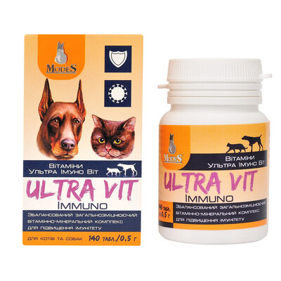Вітамінно-мінеральний комплекс ModeS Ultra Immuno Vit для підвищення імунітету собак та котів, 140 таблеток