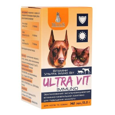 Вітамінно-мінеральний комплекс ModeS Ultra Immuno Vit для підвищення імунітету собак та котів, 140 таблеток
