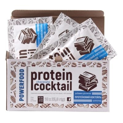 Протеїновий коктейль POWERFOOD protein cocktail, шоколад, саше по 25 г №10