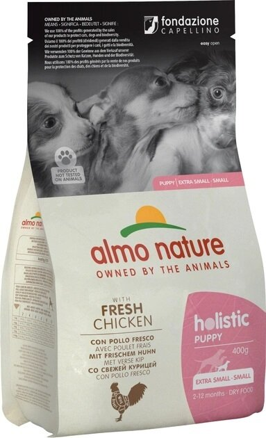 Корм сухий Almo Nature Holistic Dog XS-S для цуценят маленьких порід зі свіжою куркою, 400 г